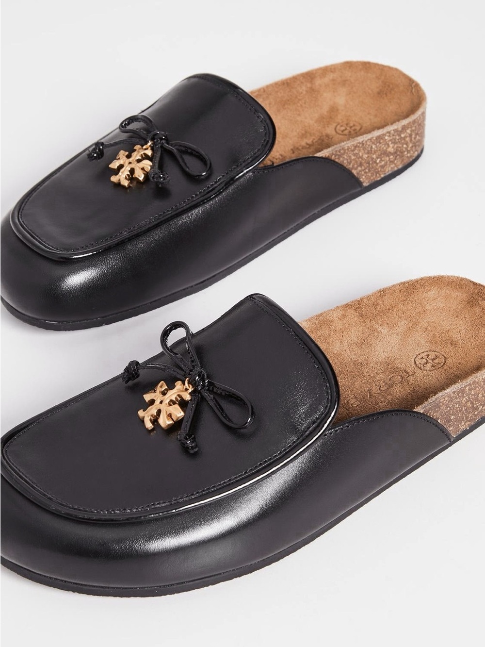 Tory Burch Tory Charm Black Leather Cork Mule Clogs 7